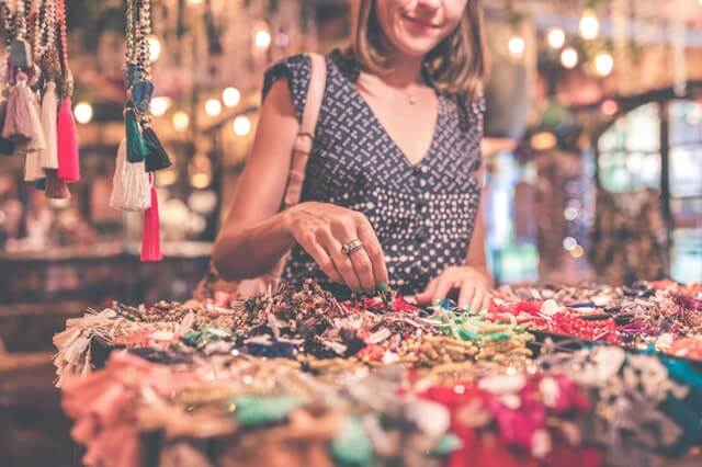 girl and handmade items