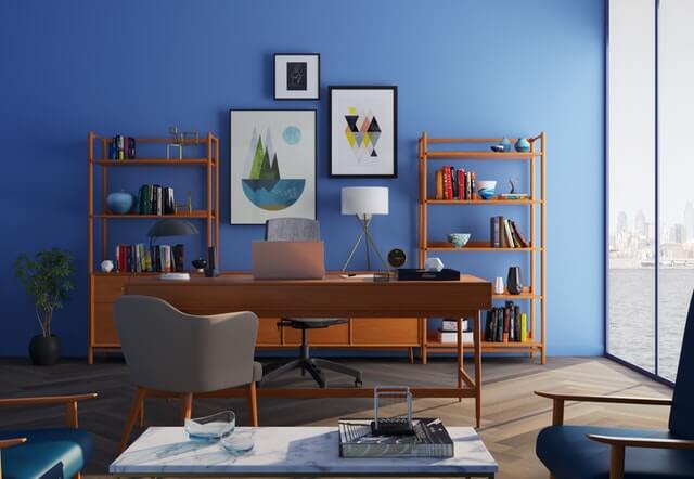 blue office decor