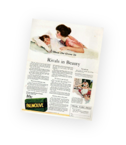 A page out of an old magazine showing the Palmolive advertisment