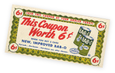 An old grocery coupon worth 6 cents